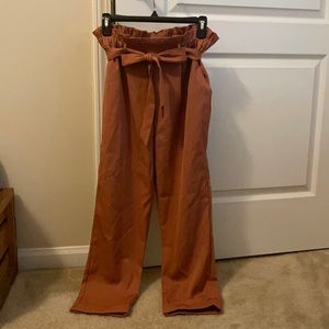 Burnt Orange Paper Bag Pants
